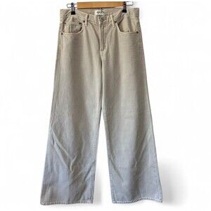 Agolde Clara Women’s Jeans Low Rise Baggy Wide Flare Size 26 In Tusk Light Beige